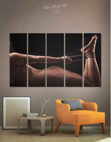 5 Panels Sexy Nude Woman Shibari Canvas Wall Art