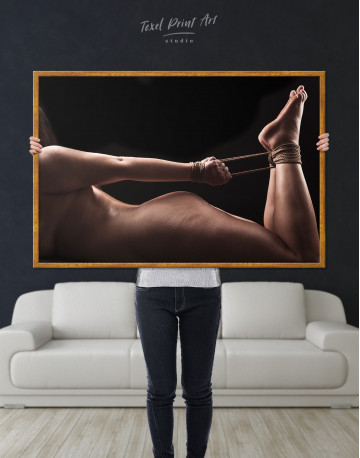 Framed Sexy Nude Woman Shibari Canvas Wall Art - image 3