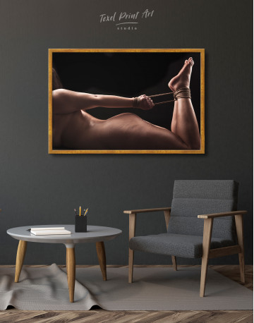 Framed Sexy Nude Woman Shibari Canvas Wall Art