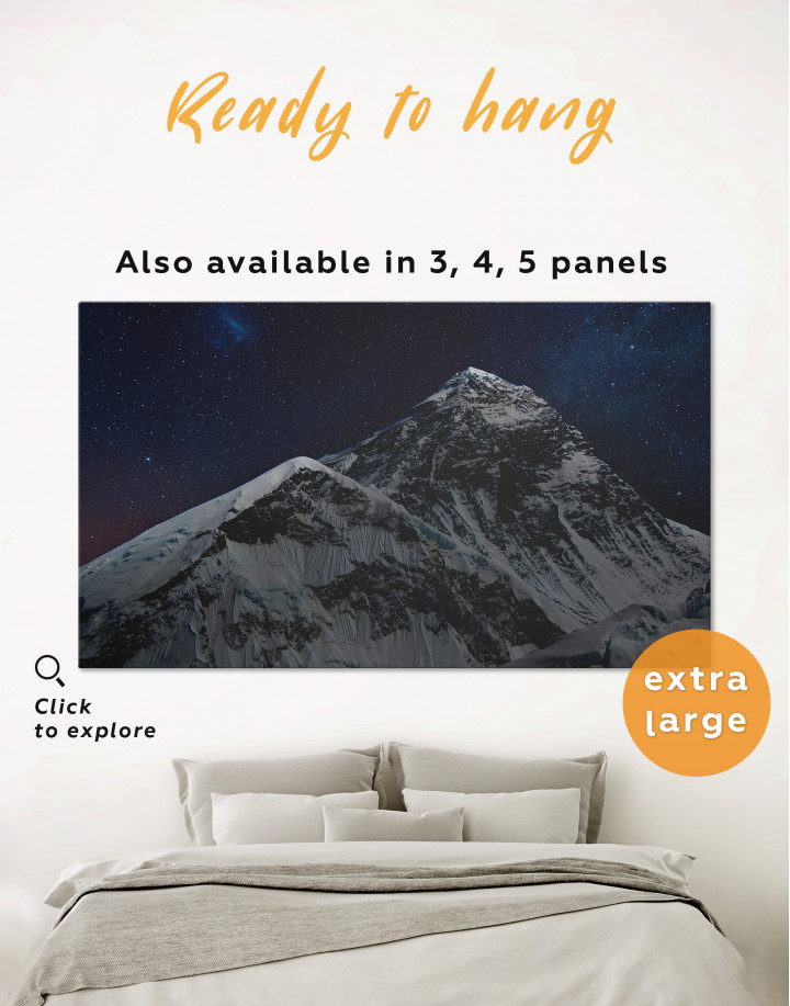 Rocky Mountain Landscape at Night Canvas Wall Art