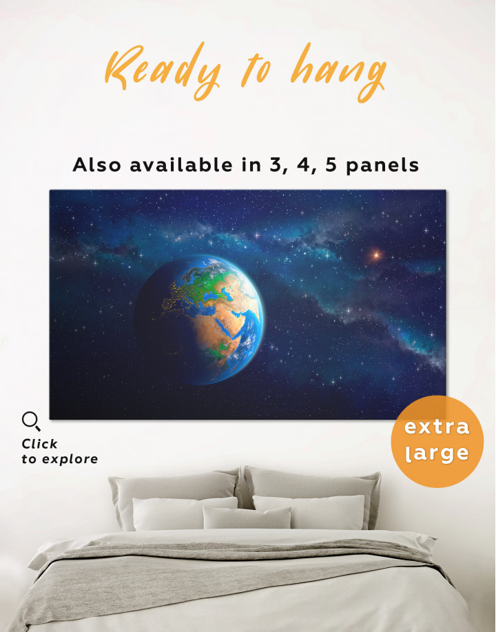 Space View with Planet Earth Canvas Wall Art