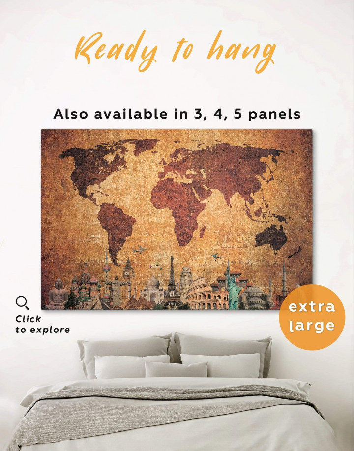 Ancient Style World Map Canvas Wall Art