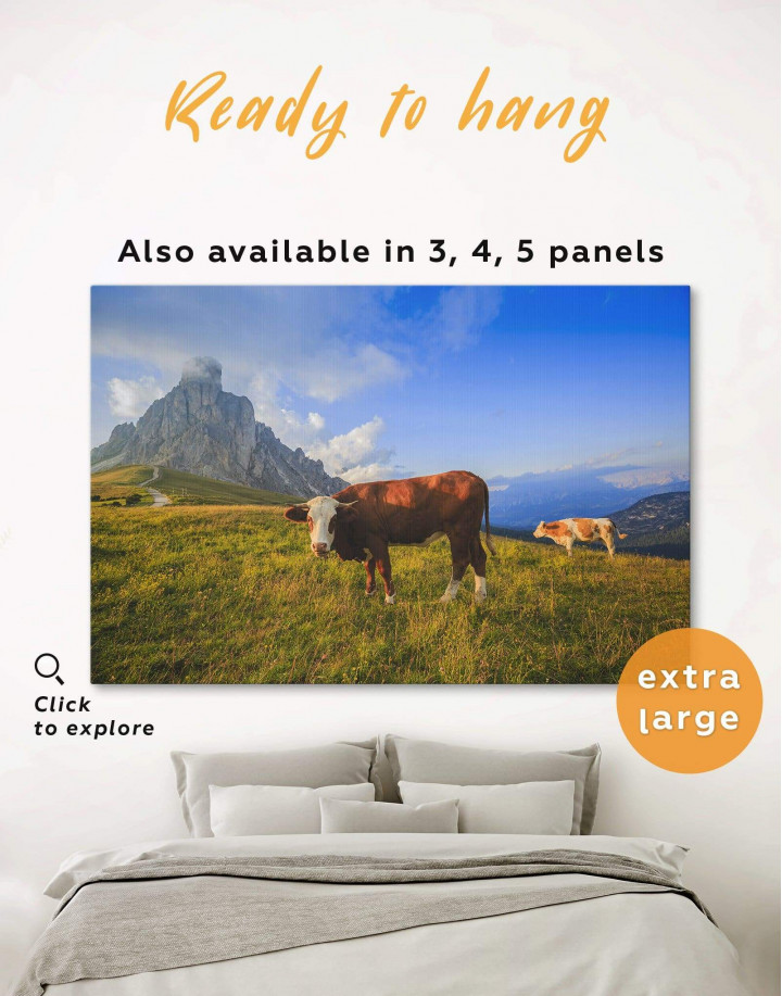 Cows on Pasture Canvas Wall Art
