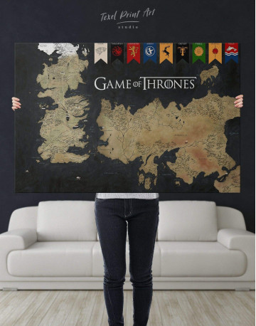 Games of Thrones Map with House Flags Canvas Wall Art - image 5