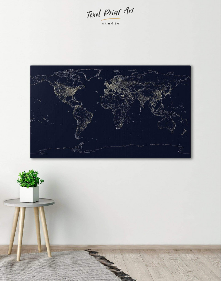 Abstract Map With Lights Canvas Wall Art