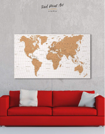 Gold Detailed World Map Canvas Wall Art