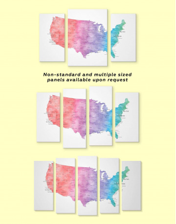 Colorful Travel Map of the USA Canvas Wall Art - image 2