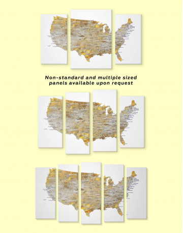 USA States Golden Map Canvas Wall Art - image 5