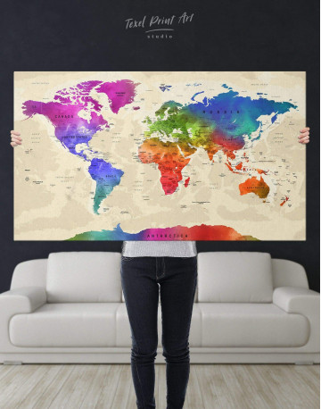 Rainbow Travel Map Canvas Wall Art - image 4