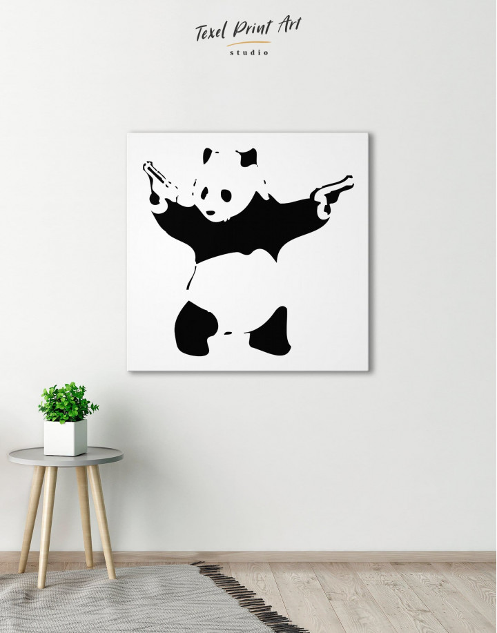 Panda with Guns Canvas Wall Art