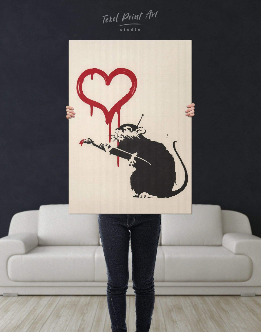 Banksy's Love Rat Canvas Wall Art | TexelPrintArt