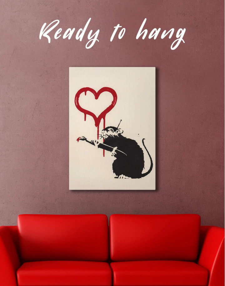 Love Rat By Banksy Canvas Wall Art Print | TexelPrintArt