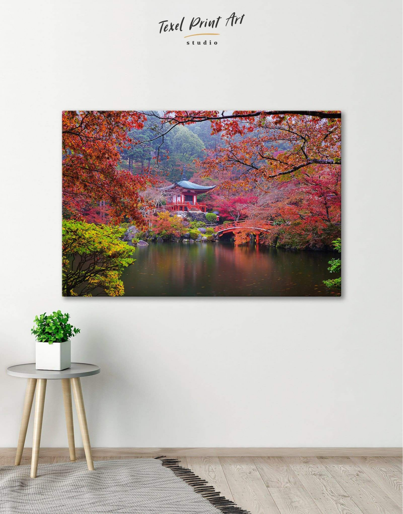 Wall Art Japanese Temple And Waterfall Canvas Print Painting Poster Home Decor 