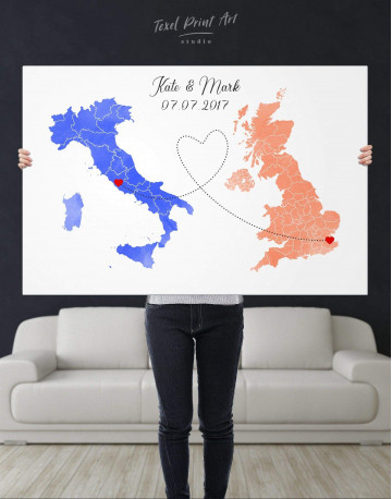 Long Distance Relationships Map Canvas Wall Art - image 2