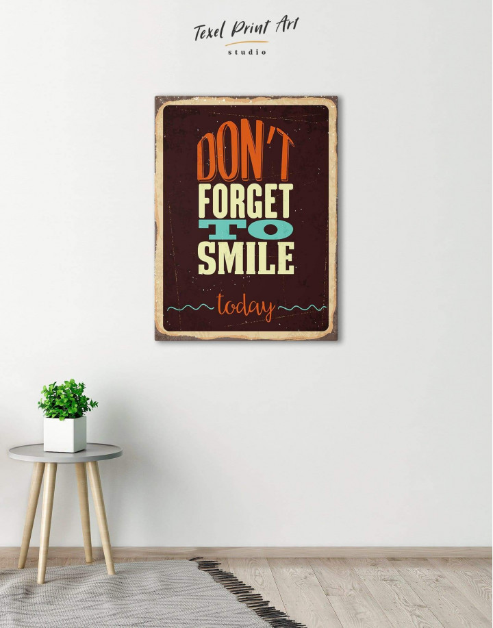 Don't Forget to Smile Today Retro Canvas Wall Art