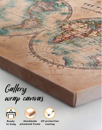 Rustic Hemispheres World Map Canvas Wall Art - image 7
