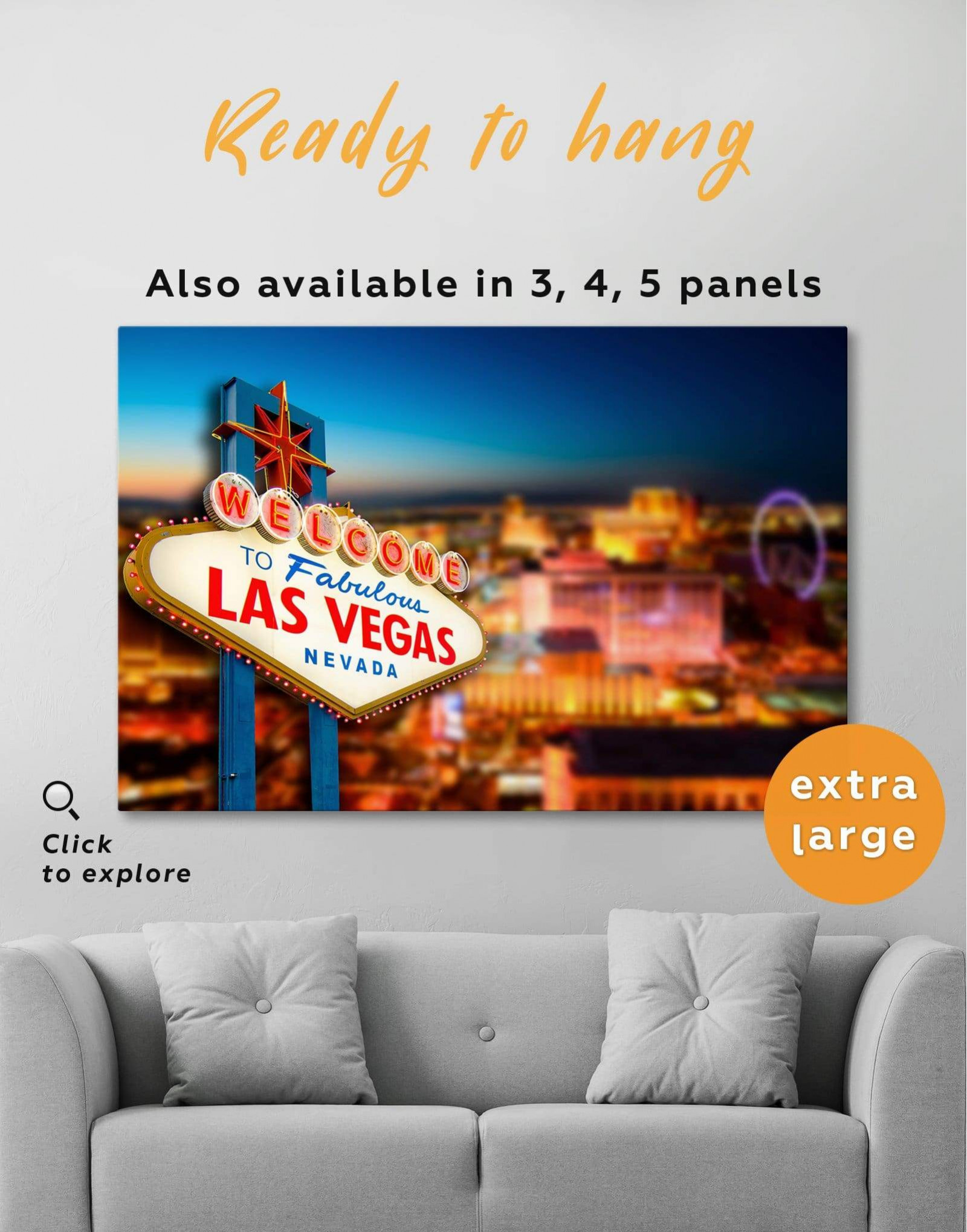 Las Vegas, Las Vegas Skyline 5 Panels B,Large Canvas,Canvas Prints
