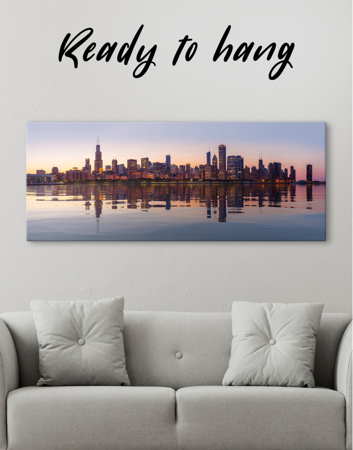 Panoramic Chicago View from Northerly Island Canvas Wall Art