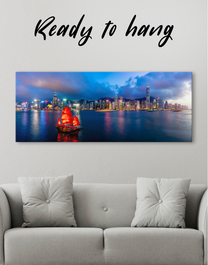 Panoramic Hong Kong Skyline Canvas Wall Art