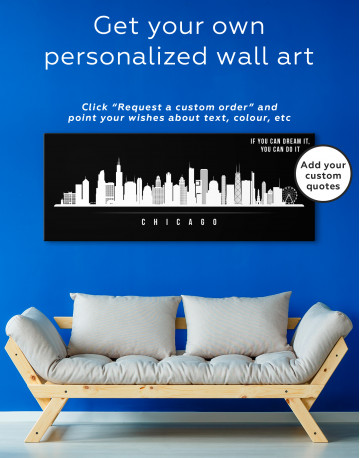 Panoramic Chicago Silhouette Canvas Wall Art - image 2