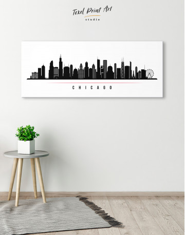 Panoramic Chicago Silhouette Canvas Wall Art - image 4