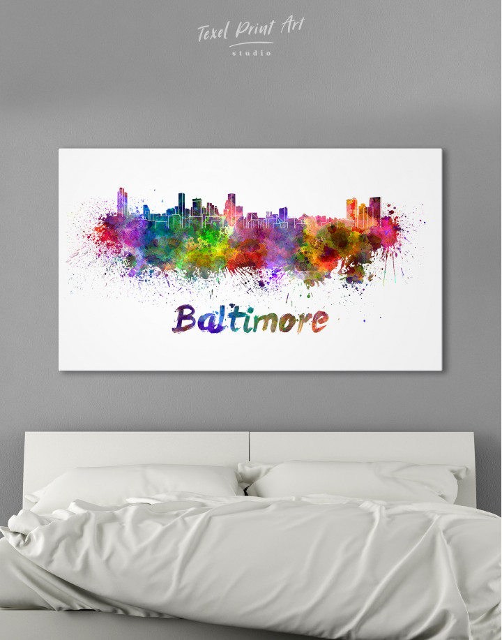 Colorful Baltimore Silhouette Canvas Wall Art