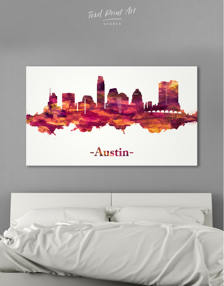 Purple Panoramic Austin Silhouette Canvas Wall Art