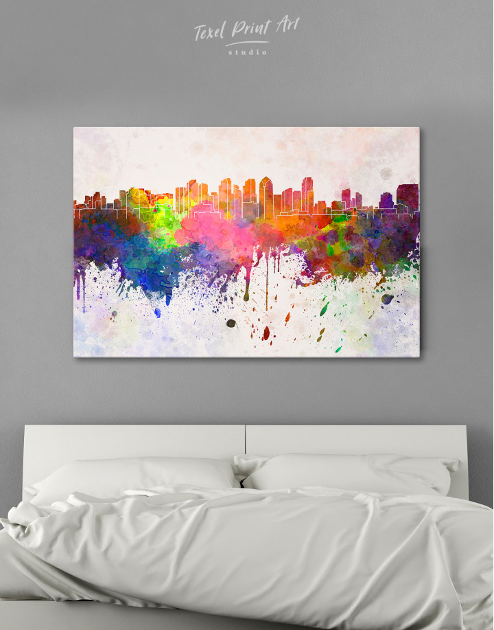 Multicolor Abstract City Silhouette Canvas Wall Art