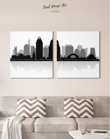 Silhouette Cincinnati Skyline Canvas Wall Art - image 9