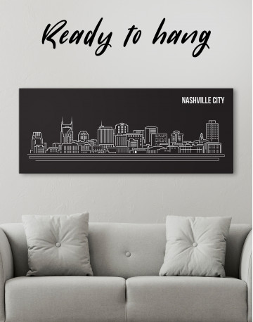 Panoramic Nashville City Silhouette Canvas Wall Art