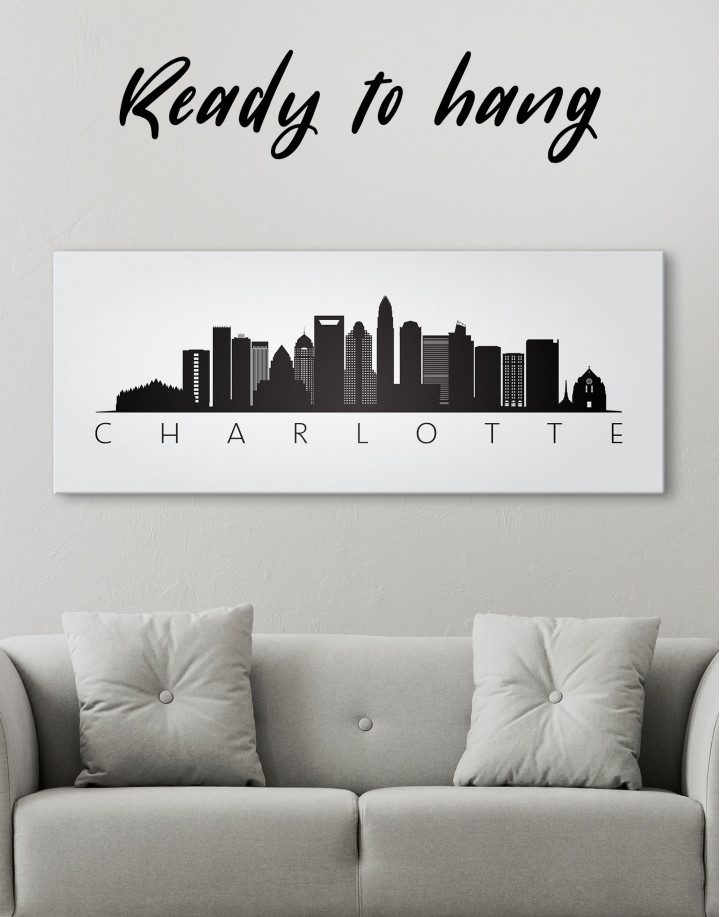 Panoramic Charlotte Silhouette Canvas Wall Art