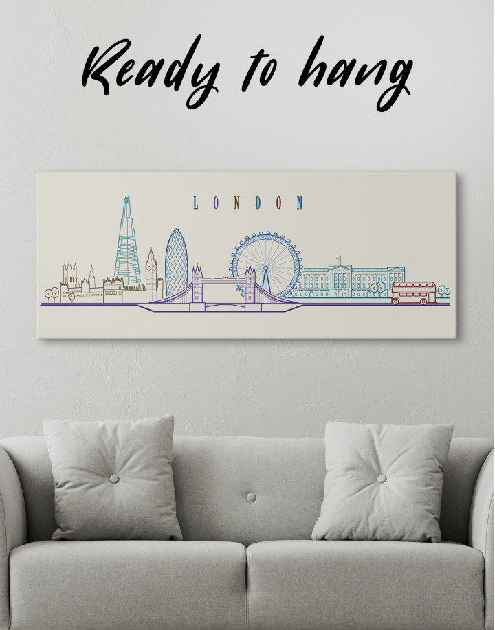 London Panoramic Silhouette Canvas Wall Art