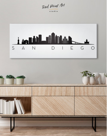 Panoramic San Diego Silhouette Canvas Wall Art - image 2