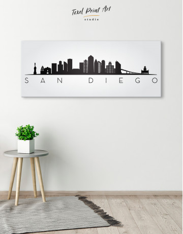 Panoramic San Diego Silhouette Canvas Wall Art - image 1