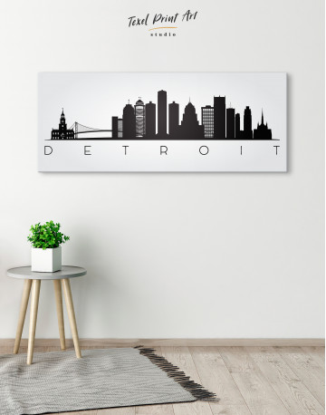 Panoramic Detroit Silhouette Canvas Wall Art - image 1
