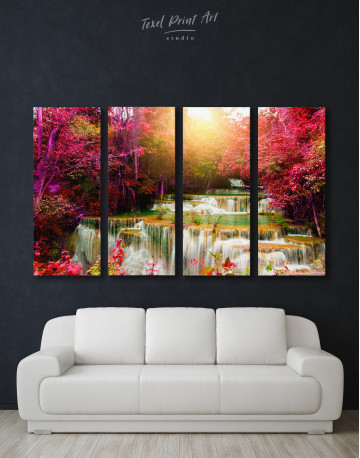 4 Panels Huai Mae Khamin Waterfall Canvas Wall Art