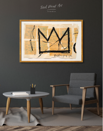 Framed Basquiat Crown Canvas Wall Art