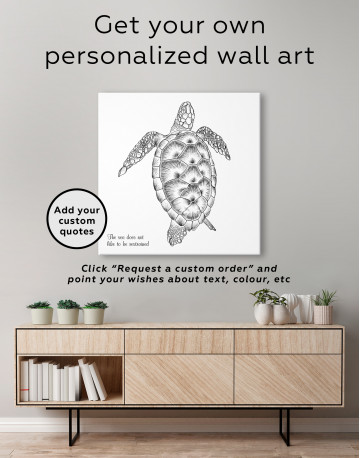 Black and White Sea Turtle Canvas Wall Art - image 2
