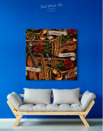 Musical Instruments with Roses Canvas Wall Art - image 4