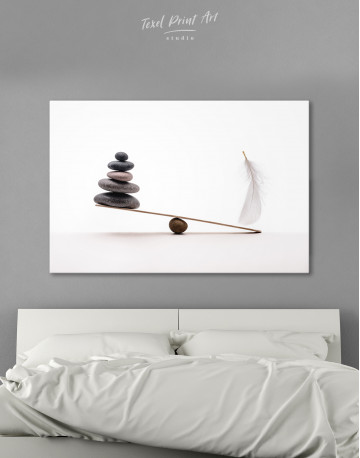 Stone And Feather Balance Canvas Wall Art