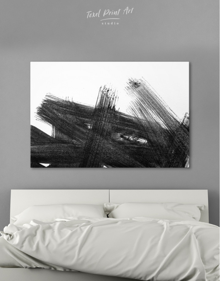 Black Abstract Brush Stroke Paint Canvas Wall Art