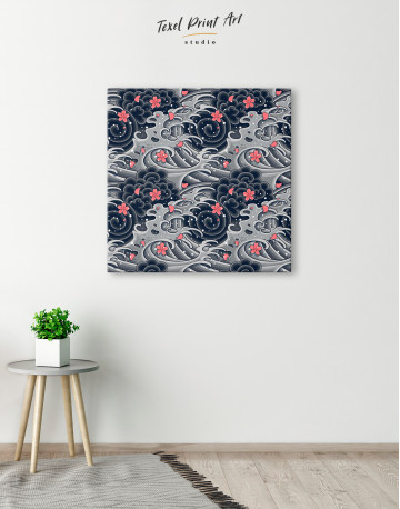 Japanese Wave With Sakura Canvas Wall Art - image 2