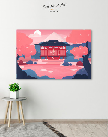 Pink Japanese Temple Canvas Wall Art - image 6