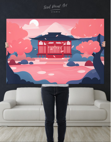 Pink Japanese Temple Canvas Wall Art - image 9