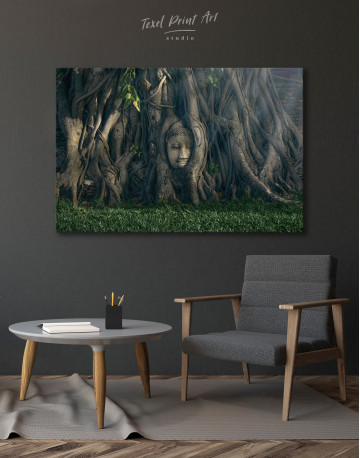 Ancient Buddha in Tree Canvas Wall Art - image 4