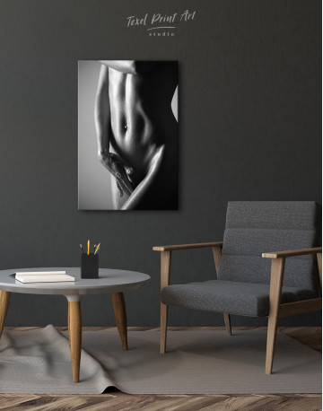 Black and White Woman Body Nude Canvas Wall Art - image 1