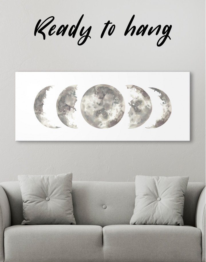 Watercolor Moon Phases Canvas Wall Art