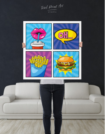 Pop Art Burger Set Canvas Wall Art - image 6