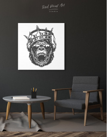 Gorilla with Crown Canvas Wall Art - image 6