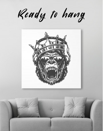 Gorilla with Crown Canvas Wall Art
